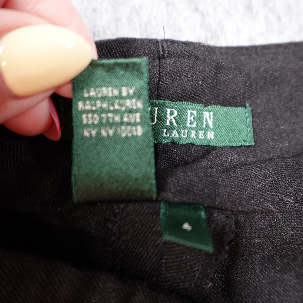 Ralph Lauren Pants Women 4 Black Wool Blend Wide Leg Professional Old Money - Picture 8 of 11